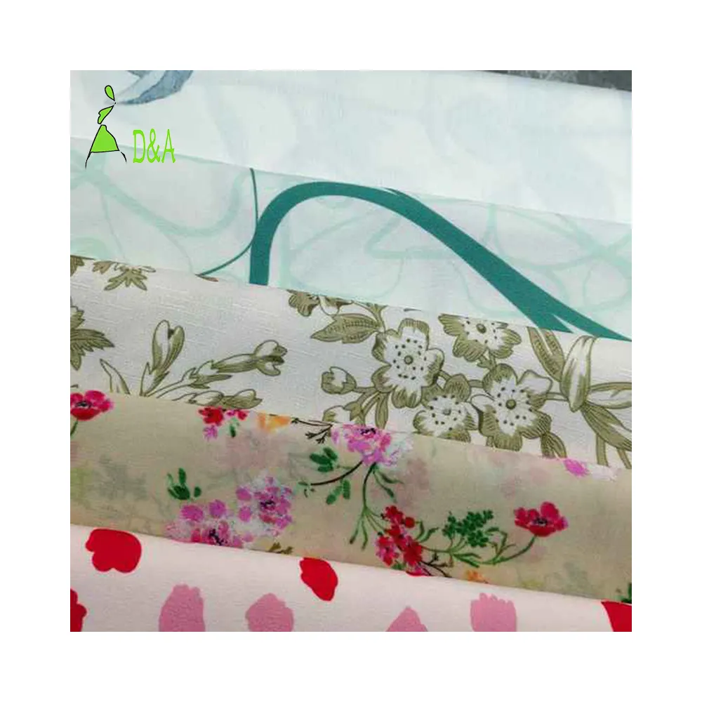 Tela de gasa con estampado floral para vestido de mujer, tela 100% poliéster, 75D, superventas