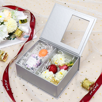 Caja de regalo vacía de flores, cajas magnéticas abiertas con ventana, de lujo, personalizadas, color gris