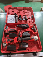 Kit d'outils électriques multifonctionnels à batterie au lithium avec 4 types d'outils sans fil pour la construction, la rénovation et les travaux de réparation à domicile