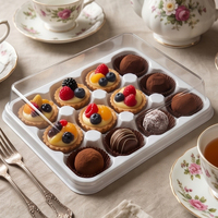 Boîte à gâteaux de lune carrée de qualité alimentaire, avec couvercle transparent et plateau intérieur doré, emballage plastique personnalisé pour desserts et pâtisseries