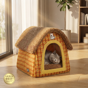 Großhandel Niedliche Plüsch Warme Indoor-Katzenhöhle Hundehütte für Kleine Hunde und Kätzchen, Faltbare Winter-Schlafhöhle - Product Image 6