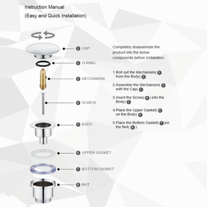 Venda quente 1 1/4 Cor Personalizado Bacia Waste Latão Pop-Up Drainer com OEM Clique <span class=keywords><strong>Clack</strong></span> Dreno Plug Galvanizado Superfície - Product Image 3