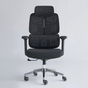 Chaise de <span class=keywords><strong>bureau</strong></span> pivotante réglable en hauteur avec appui-tête réglable + dossier en maille respirante + cadre en acier + roulettes - Product Image 3
