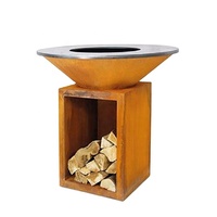 Table de foyer moderne en acier corten portable, haute durabilité, pour jardin, fête en plein air, combustion de bois, avec cuisine extérieure