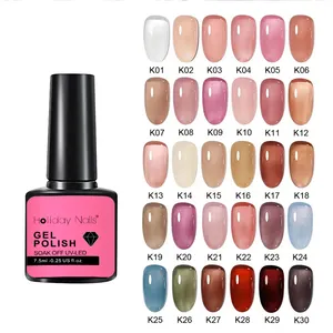 Custom Design Uv LED Nail Polish 7.5ml Translucent Amber Glass Crystal 30 Colors Ice Jelly Nail Gel Polish