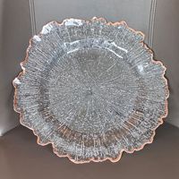 Assiette de présentation décorative en plastique de haute qualité avec bord estampé à chaud, style occidental, pour mariage, banquet, hôtel
