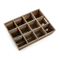 Boîte de rangement pour bouteilles de bière en bois rustique brun vintage à 12 emplacements avec poignée