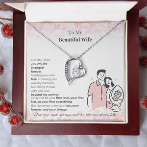 Collar con Colgante de Corazón para Mi Hermosa Esposa, Venta Directa de Fábrica UIONEN, con Tarjeta de Mensaje Personalizada - Chapado en Platino, Romántico - Product Image 5