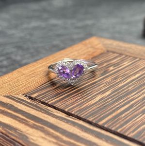 แหวนเงินอเมทิสต์925รูปหัวใจแหวนเงินอเมทิสต์ดีไซน์ใหม่ - Product Image 2