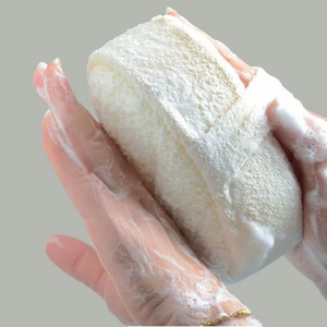 Zenidoo Éponge de bain moderne en loofah naturel, forme ellipse, douce, pour le corps, gommage, lavage sous la douche, serviette, brosse de massage, outil de massage en forme de boule - Product Image 6