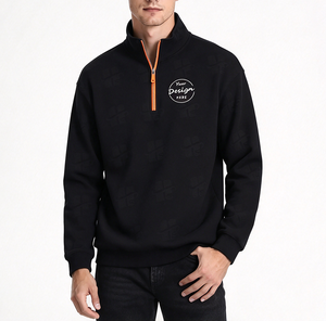 Sweat-shirt personnalisé pour homme à demi-zip, 80 % coton, 20 % polyester, polaire, broderie personnalisée, fermeture éclair 1/4 contrastée - Product Image 5