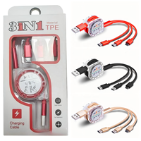Individuelles Logo 3-in-1 Multi-Datenkabel TPE Einziehbares Micro-USB Typ-C 2,4A Schnellladekabel Werbegeschenk für Computer
