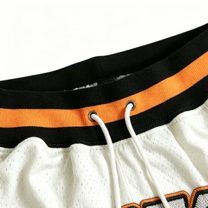 Pantalones Cortos de Baloncesto Modernos Blancos, Negros y Naranjas con Estrellas Bordadas, Cintura con Cordón, Malla, Tallas Grandes, Casuales, Deportivos para Hombre - Product Image 2