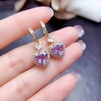 Ensemble de bijoux en argent 925 avec améthyste naturelle en forme de cœur, style cadeau élégant et de qualité supérieure pour la vente en gros et la personnalisation OEM ODM