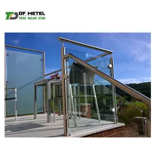 DF Easy To Install Deck Railings Stainless Steel Balcony Balustrade Design Boat Glass Railing Post Design For Iron Cement