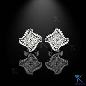 ต่างหูเพชรเลี้ยงในห้องปฏิบัติการทรงดาวเรขาคณิตแบบหยัก 14K/18K ทองคำแท้ ประดับเพชร 4 เม็ด จัดเป็นกลุ่ม เครื่องประดับผู้หญิงชั้นดี สำหรับงานแต่งงานและวันครบรอบ - Product Image 2