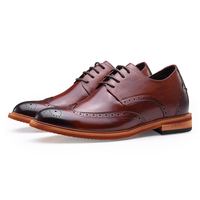 Chaussures habillées pour hommes en cuir véritable, nouveau design, style brogue, talon dissimulé, rehaussement de 7 cm, pour mariage, vente en gros usine