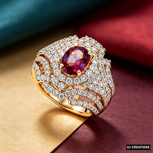 Anillo de Compromiso de Lujo para Mujer, Chapado en Oro de 14k, con Zafiro de Corte Ovalado y Detalles de Diamantes Pavé - Product Image 3