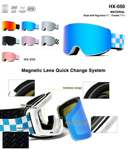 แว่นตาสกีแม่เหล็กแบบสองชั้นถอดออกได้ไร้กรอบป้องกันหมอกแว่นตากีฬาหิมะป้องกันรังสียูวี 400 แว่นตาสกีแว่นตาสโนว์บอร์ด - Product Image 3