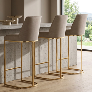 Tabouret de bar de luxe, tabouret de bar contemporain, tabouret de bar minimaliste, tabouret de bar industriel, tabouret de bar en acier, tabouret à structure métallique, tabouret de bar rembourré - Product Image 1