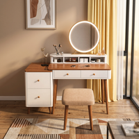 Coiffeuse moderne blanche de 80 cm avec miroir LED, nouvelle table de maquillage de style chinois avec armoire de rangement pour chambre à coucher