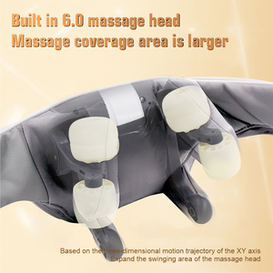 Masseur de cou à six roues chaud, beige, pour massage des tissus profonds des épaules, pétrissage du cou, minuterie de 10 minutes - Product Image 4