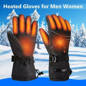 Guantes calefactables negros, forro polar a prueba de viento, forrado para esquí, ciclismo, clima frío, impermeables, guantes de esquí - Product Image 5