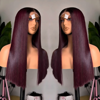 Perruques Lace Front HD en cheveux humains indiens bruts, couleur Ombré 99J, coupe Bob 15A, cuticules alignées, double tirage, ultra-lisses, vierges brésiliennes