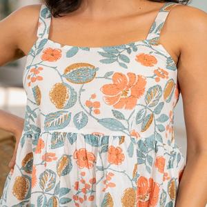 Robe ethnique longue à bretelles vintage à imprimé floral de style moderne pour femmes 100% coton respirant à séchage rapide ODM - Product Image 3