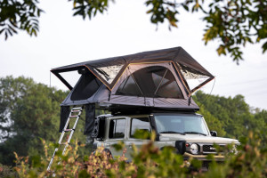 Vente en gros de tente de toit de voiture pour le <span class=keywords><strong>camping</strong></span> en plein air RTT coque souple isolée poids léger tissu de coton 4X4 accessoire d'échelle pour 4 personnes - Product Image 4