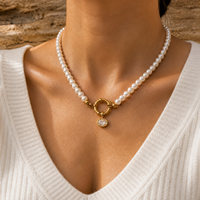 Collier de perles dorées avec fermoir circulaire, pendentif rond, bijoux à la mode pour femmes, cadeau pour un usage quotidien