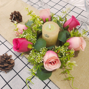 Couronne de bougies artificielles en forme de rose pour la décoration de table européenne, centre de table de mariage, vente en gros - Product Image 3