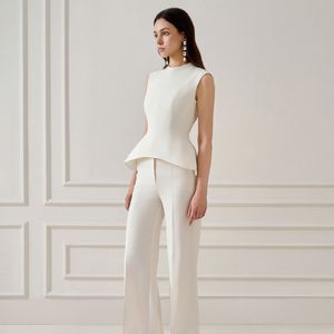 Camisa de mujer LILA SAND JACQUARD PEPLUM sin mangas arena Jacquard ropa de mujer elegante logotipo personalizado de Vietnam - Product Image 3