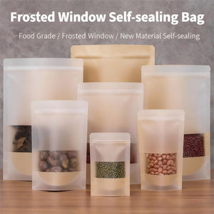 Sac à fermeture éclair <span class=keywords><strong>en</strong></span> papier kraft biodégradable <span class=keywords><strong>de</strong></span> qualité alimentaire écologique personnalisé fenêtre transparente pour café thé collation fruits secs gelée <span class=keywords><strong>de</strong></span> <span class=keywords><strong>lait</strong></span> - Product Image 4