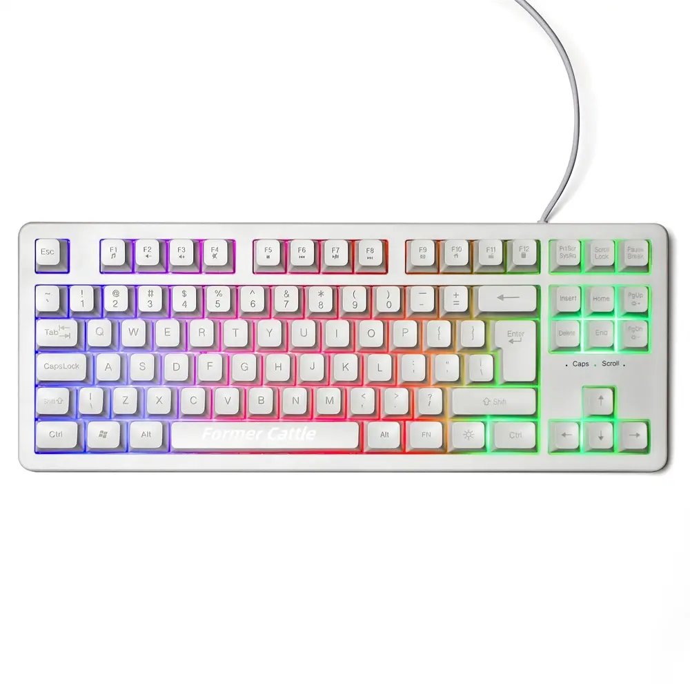 2024 Nuevo diseño K87A3 Teclados de teclado para juegos profesionales con iluminación LED Rainbow