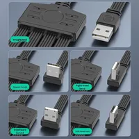 Câble coudé personnalisé droit vers le haut, le bas, la gauche, la droite, câble répartiteur USB OTG Câble de données USB 4-en-1