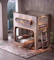 Nouveau modèle 2025, Meilleure vente : Lit mezzanine moderne en MDF avec bureau intégré pour tout-petits, lit superposé simple pour enfants, retour facile pour chambre à coucher