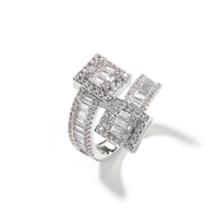 Anillos Baguette de Diseño Nuevo con Circonita Cúbica, Anillo Cuadrado Abierto, Joyería Moderna para Mujer y Hombre