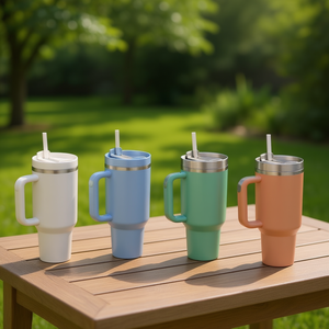 Stainless Steel Tumbler 40 Oz With Handle Vacuum Insulated Reusable Travel <b>Coffee</b> Mug For Outdoor Office Home Use - Product Image 2