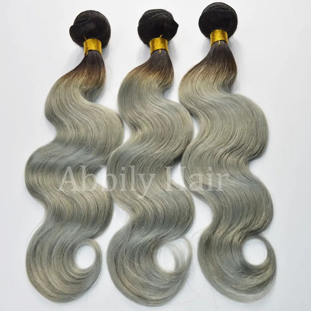 10A12A Ombre Sliver Grey Raw Virgin Hair Bundles 10-30 Inch Body Weave/Straight Brazilian Hair Bundles 100% Human Hair Extension