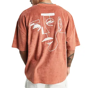 Wholesale Custom Men's Oversize Graphic On Back T Shirt Short Sleeves Crew Neck Pima Cotton Loose Top Shirts