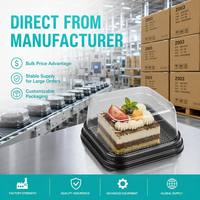Boîte d'emballage individuelle carrée en PET de qualité alimentaire avec couvercle transparent pour pâtisserie à emporter et emballage cadeau