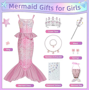 Disfraz de Sirenita con Joyas y Bolso, Vestido de Princesa para Niñas, Regalo de Cumpleaños de 3 a 12 Años - Product Image 2