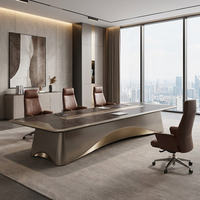 Table de conférence de direction extensible Liyu Luxury 4,8 m pour 12 personnes, design italien moderne, panneau en bois, mobilier de bureau