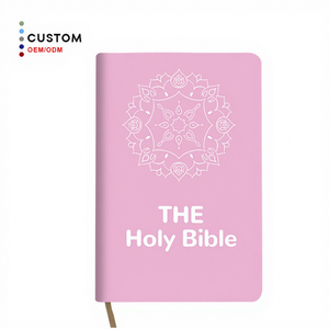 Elegant Customized Made Bilingual <strong>Bible</strong> NKJV Spanish English Language Hot-stamping Design Pink PU Leather Cover Religious Gift - Product Image 1