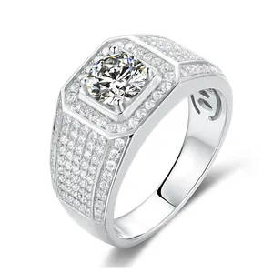 Custom Eternity Jewelry Hip Hop Promise Engagement 925 Sterling Silver Moissanite Wedding Ring Men