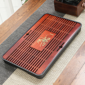 Kung Fu <b>tea</b> set, <b>tea</b> <b>tray</b>, <b>tea</b> table with drainage and water storage, made of eucalyptus wood, melamine base, wood, walnut wood. - Product Image 2