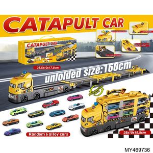 儿童弹射式集装箱卡车玩具大型运输车套装三层弹射折叠卡车金属压铸汽车玩具 - Product Image 6