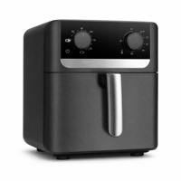 Friteuse à air manuelle avec deux boutons de commande, compacte 4,5 L, sans huile, noir mat, four sain mécanique