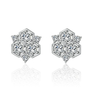 Wholesale Price High Quality <b>Sterling</b> <b>Silver</b> Rhodium Plated <b>Stud</b> Earrings Zircon CMA Certified Trendy Women's Wedding Party Gift - Product Image 1